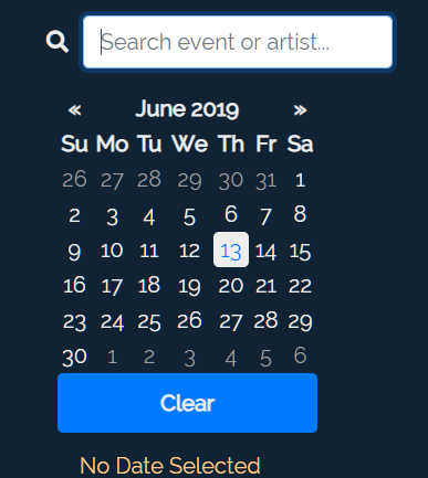 Shows & Events Search Filter